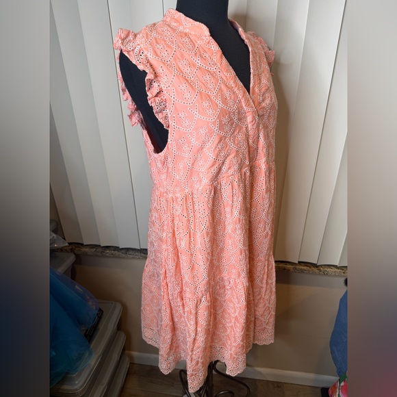 Lilly Pulitzer Briela Dress Peach Hyacinth Floral Arch Eyelet pattern SZ Large - Picture 4 of 9